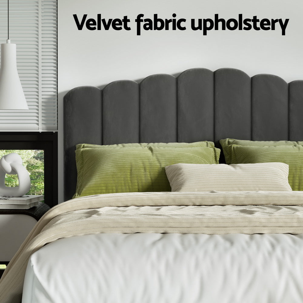 Fion Velvet Gas Lift Bed Frame – Grey – Double