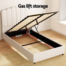 KING SINGLE Size - Gas Lift Boucle Fabric Bed Frame