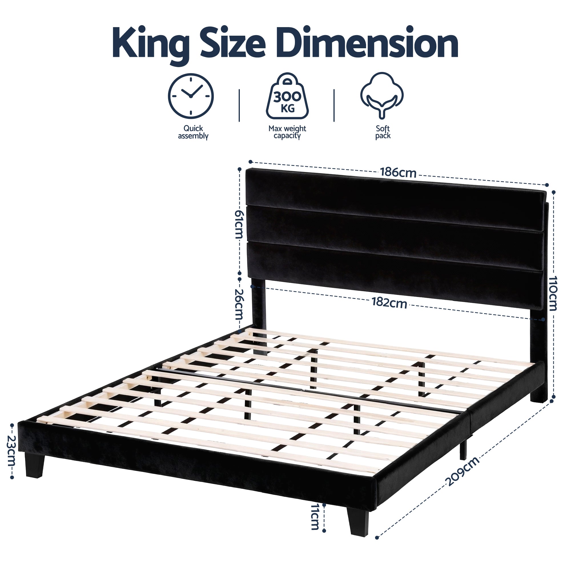 Haven Bed Frame – Black – King