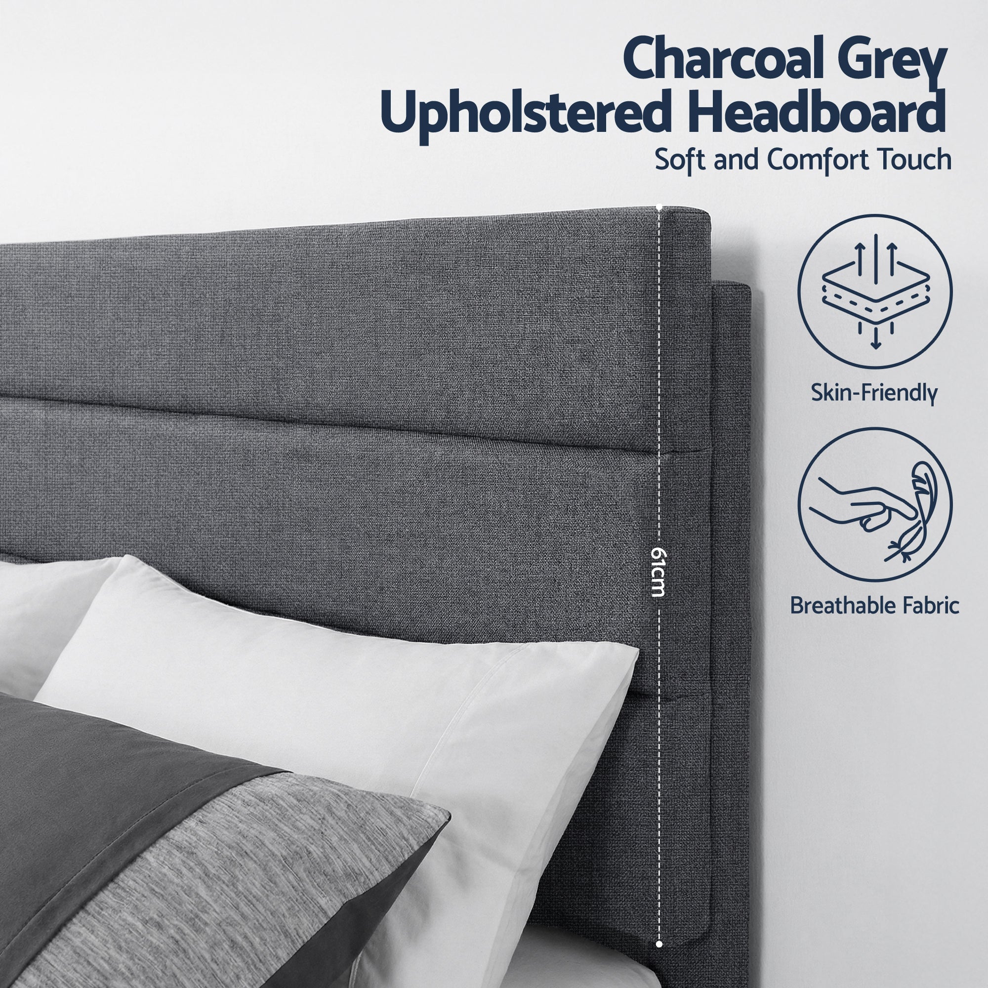 Linden Bed Frame – Charcoal Grey – King