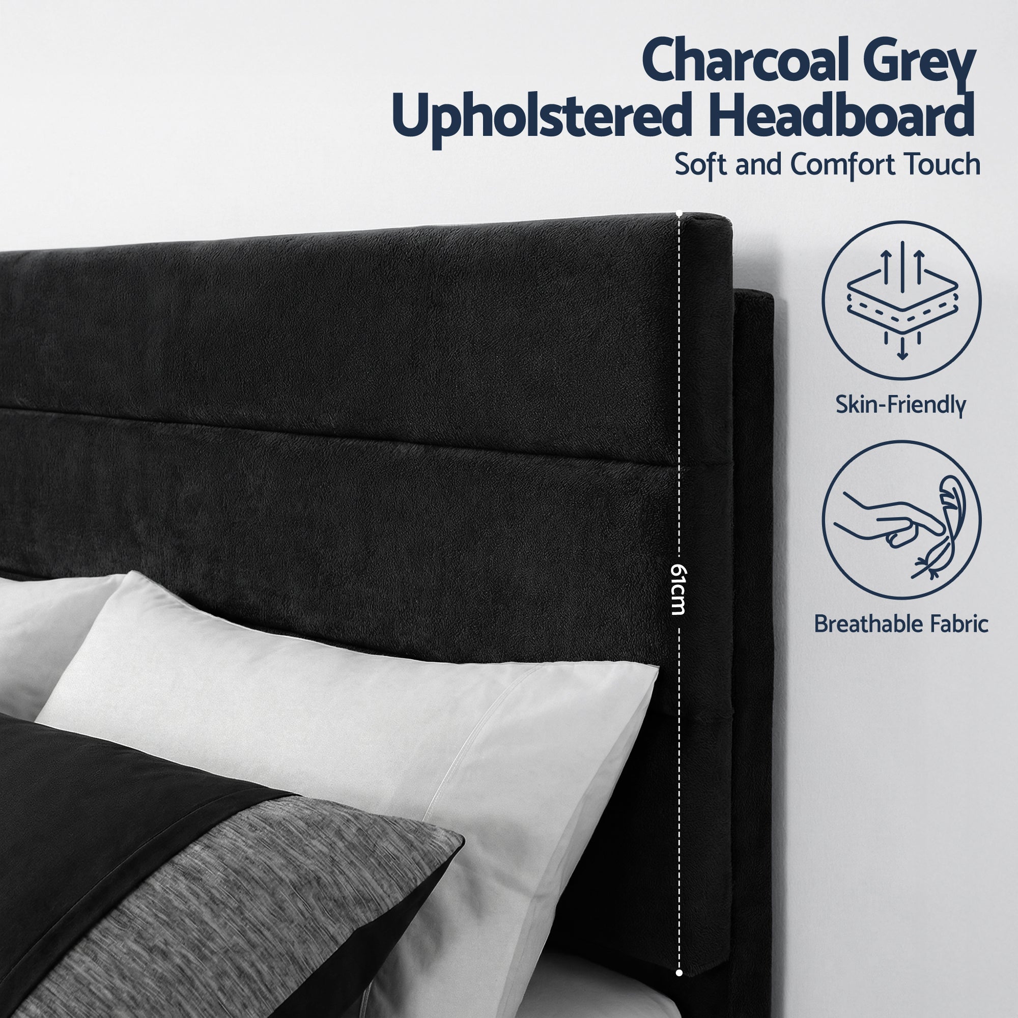 Hush Platform Bed Frame – Black Velvet – Queen