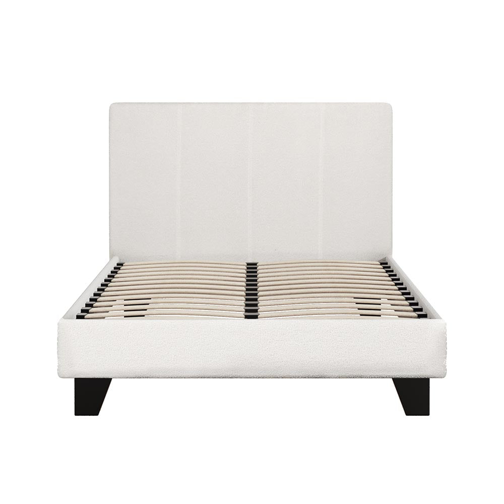 Neo Bouclé Bed Frame – White – King Single