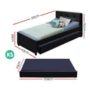 KING SINGLE Size - Trundle Bed Frame - Black