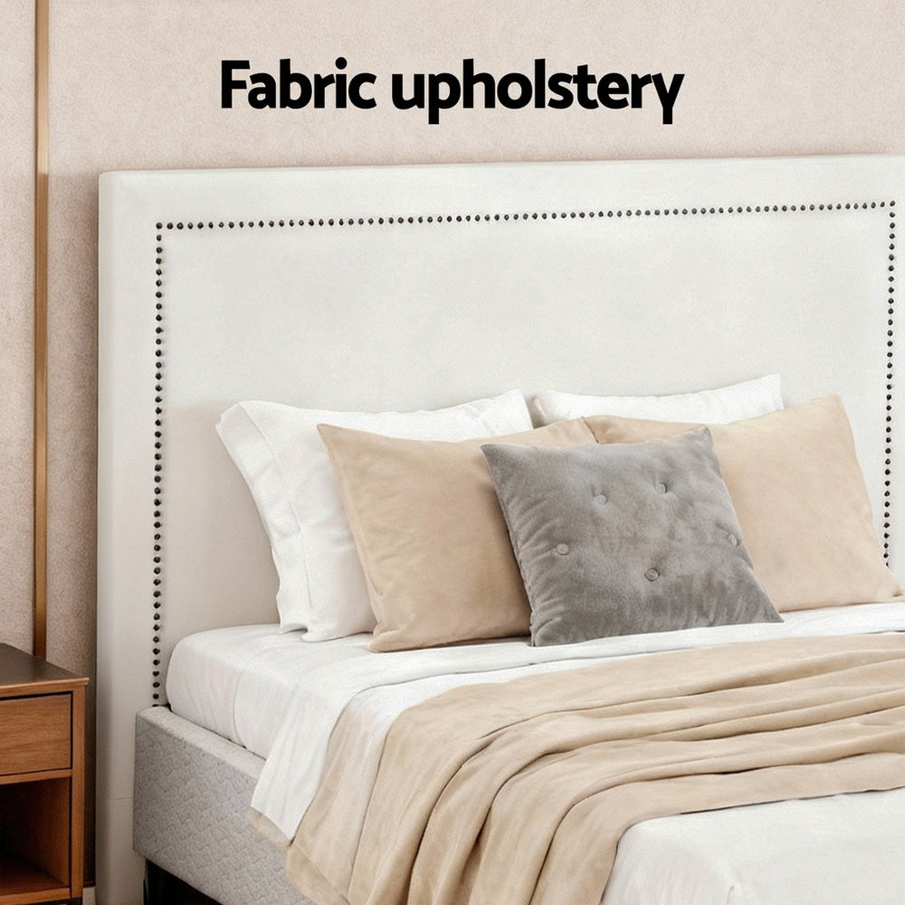 Mason Platform Bed Frame & Headboard Set – Grey & Beige – Queen