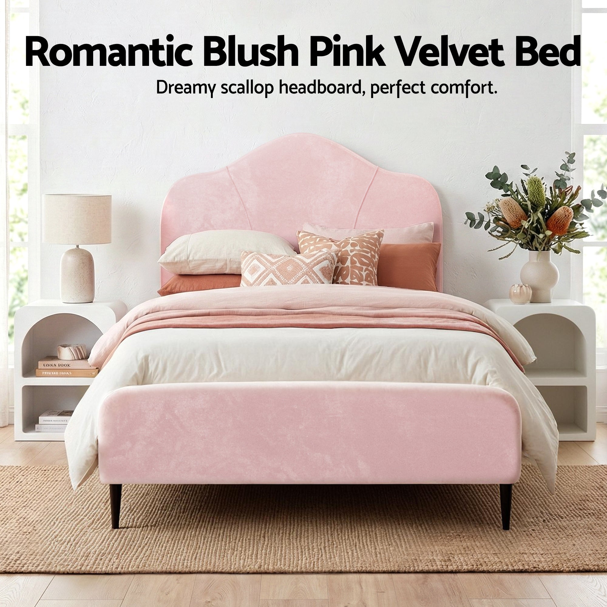 Olan Storage Bed Frame Set – Pink – King Single