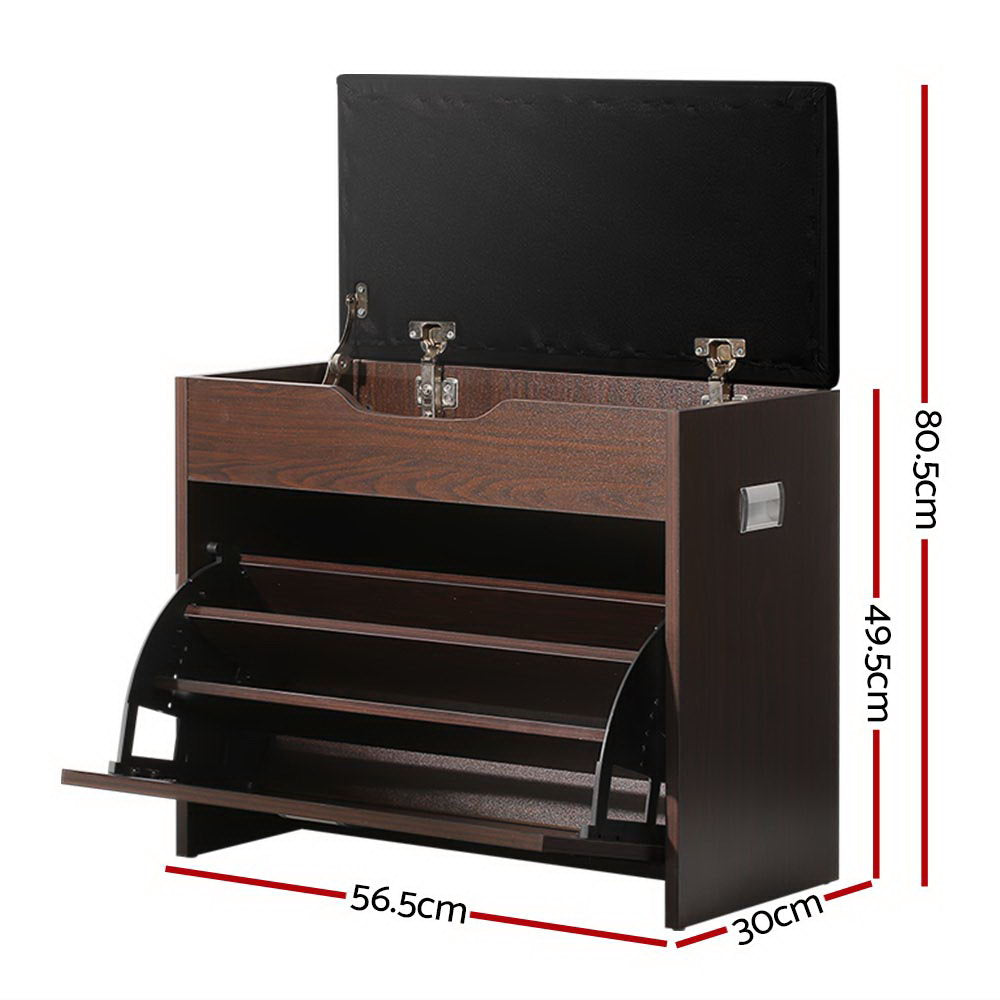 Marston Shoe Storage Bench – Walnut – Standard