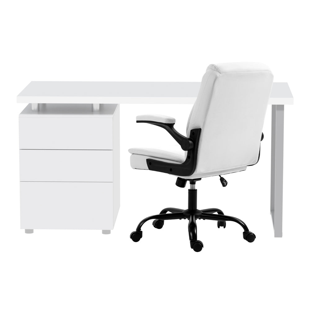 Halston Executive Desk & Chair Set – White – Complete Office Suite