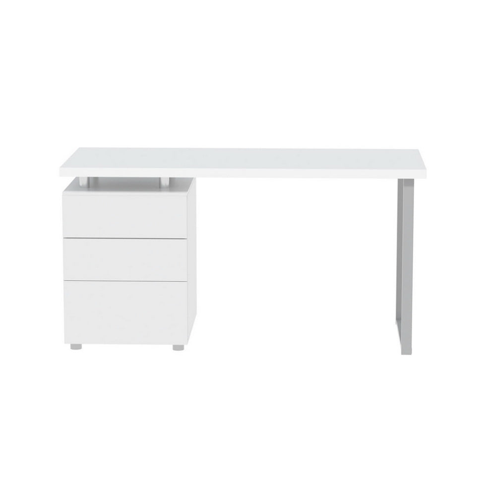Alderon Computer Desk with Drawers – White – 140 cm
