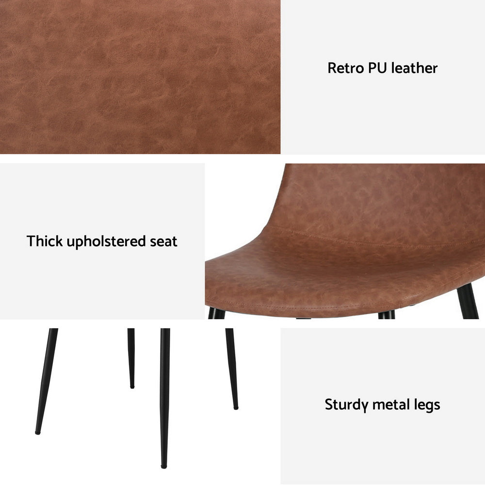 Nova Retro Dining Chairs – Brown – Set of 4