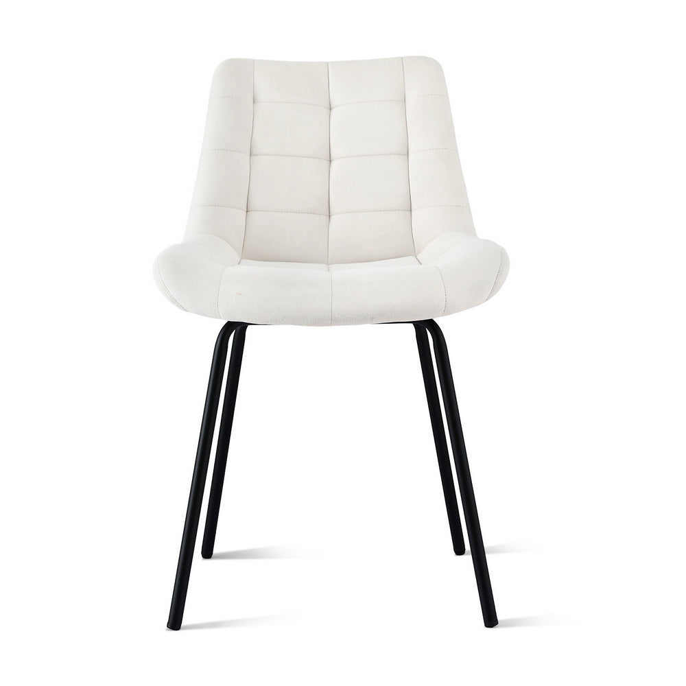 Rowan Velvet Tufted Dining Chairs – Beige – Set of 2
