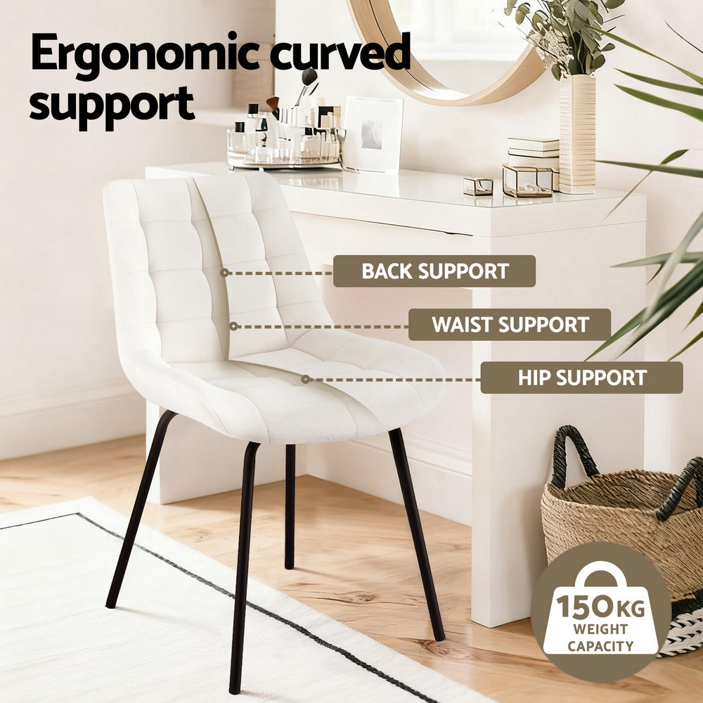 Rowan Velvet Tufted Dining Chairs – Beige – Set of 2