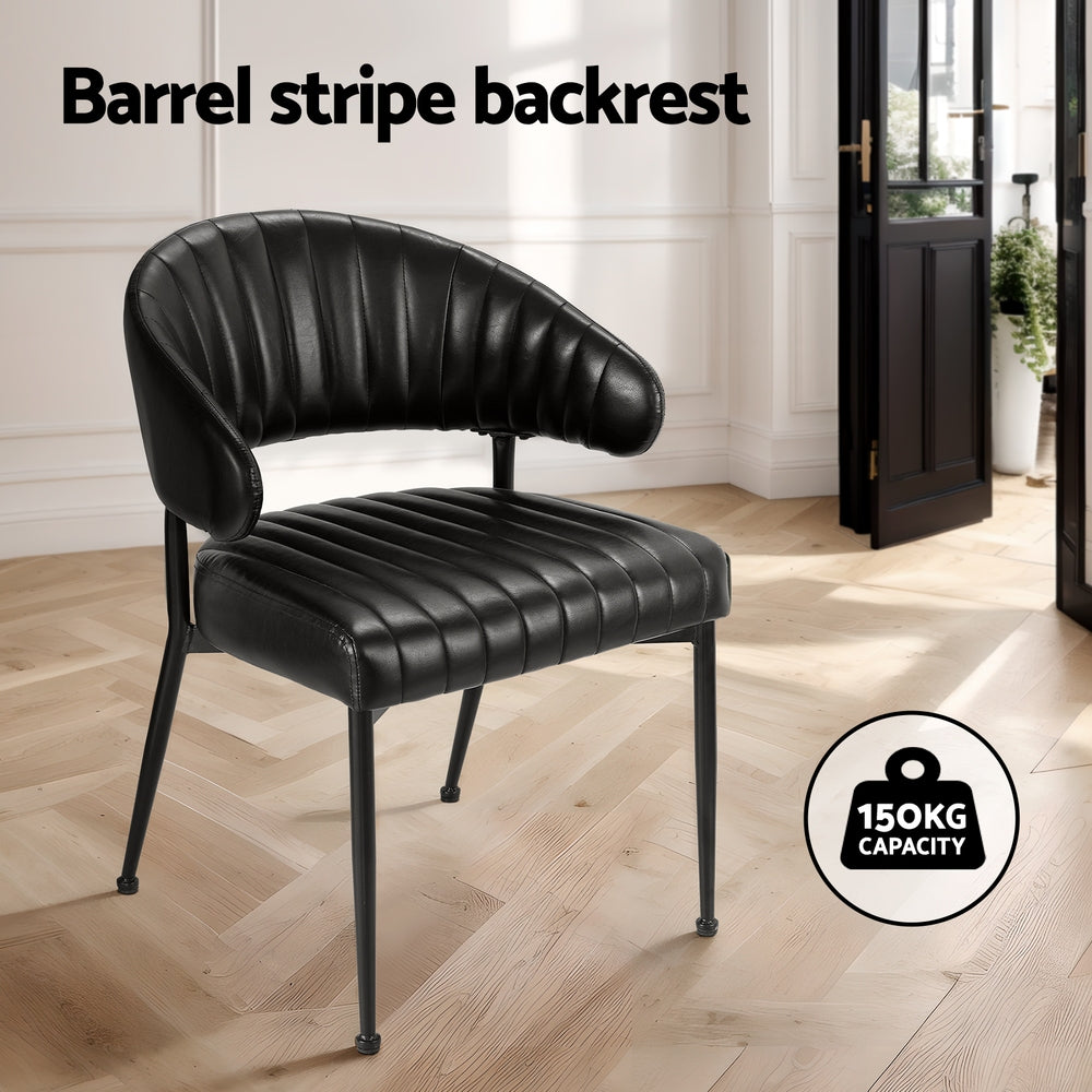 Yolanda Leather Armchairs – Black – Set of 2