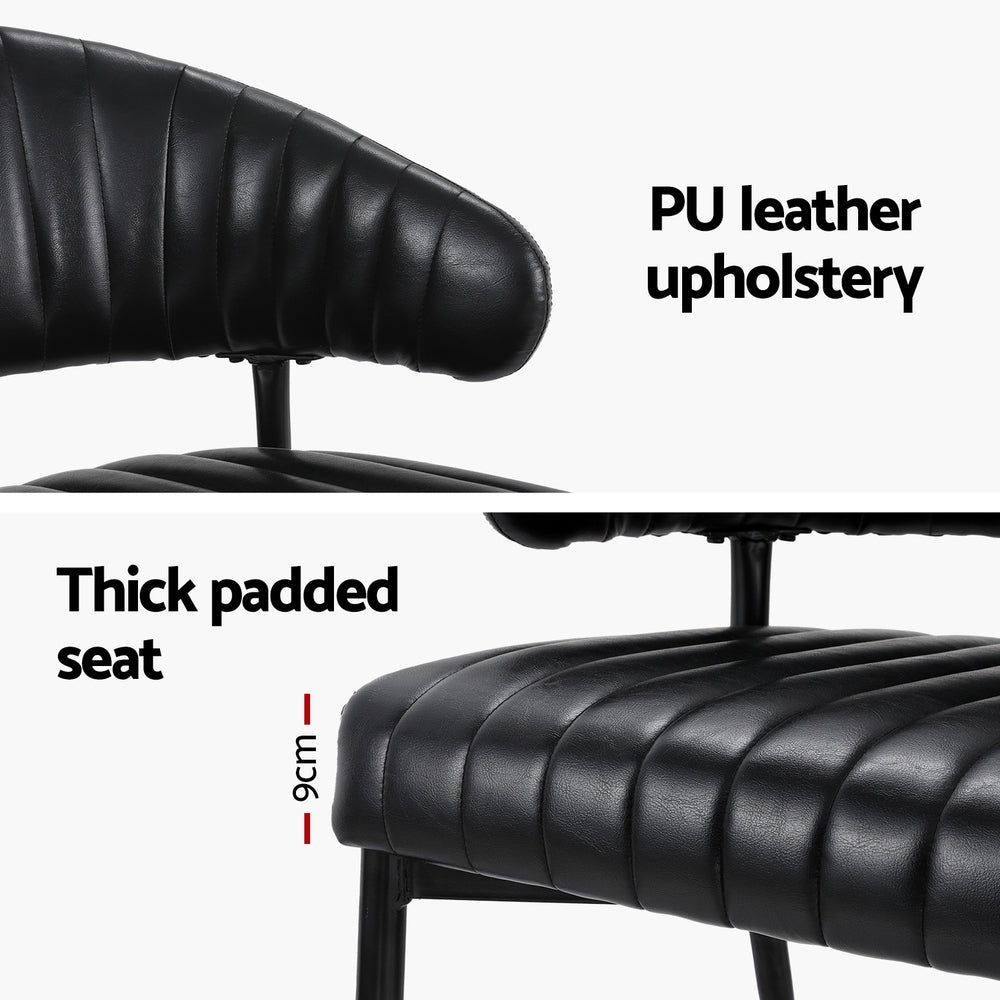 Yolanda Leather Armchairs – Black – Set of 2