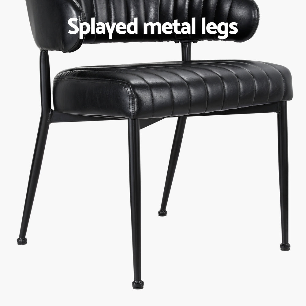 Yolanda Leather Armchairs – Black – Set of 2