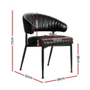 4 x Black Leather Dining Chairs – Hollow Armrest Style