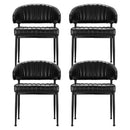 4 x Black Leather Dining Chairs – Hollow Armrest Style