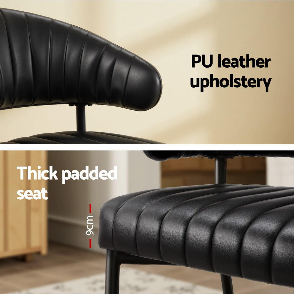 Camden Leather Dining Chairs – Black – Set of 4