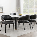 4 x Black Leather Dining Chairs – Hollow Armrest Style