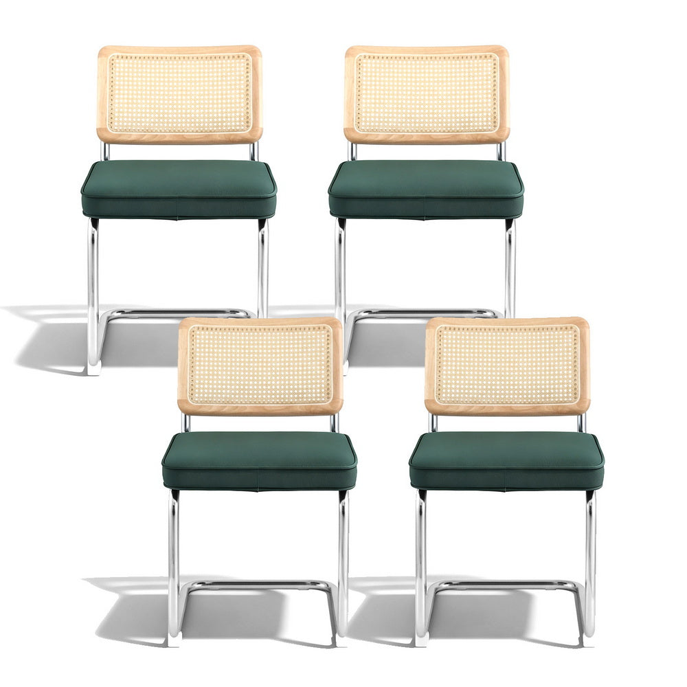 Marston Cantilever Dining Chairs – Green – Set of 4