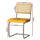4 x Cantilever Dining Chairs – Velvet Rattan, Yellow