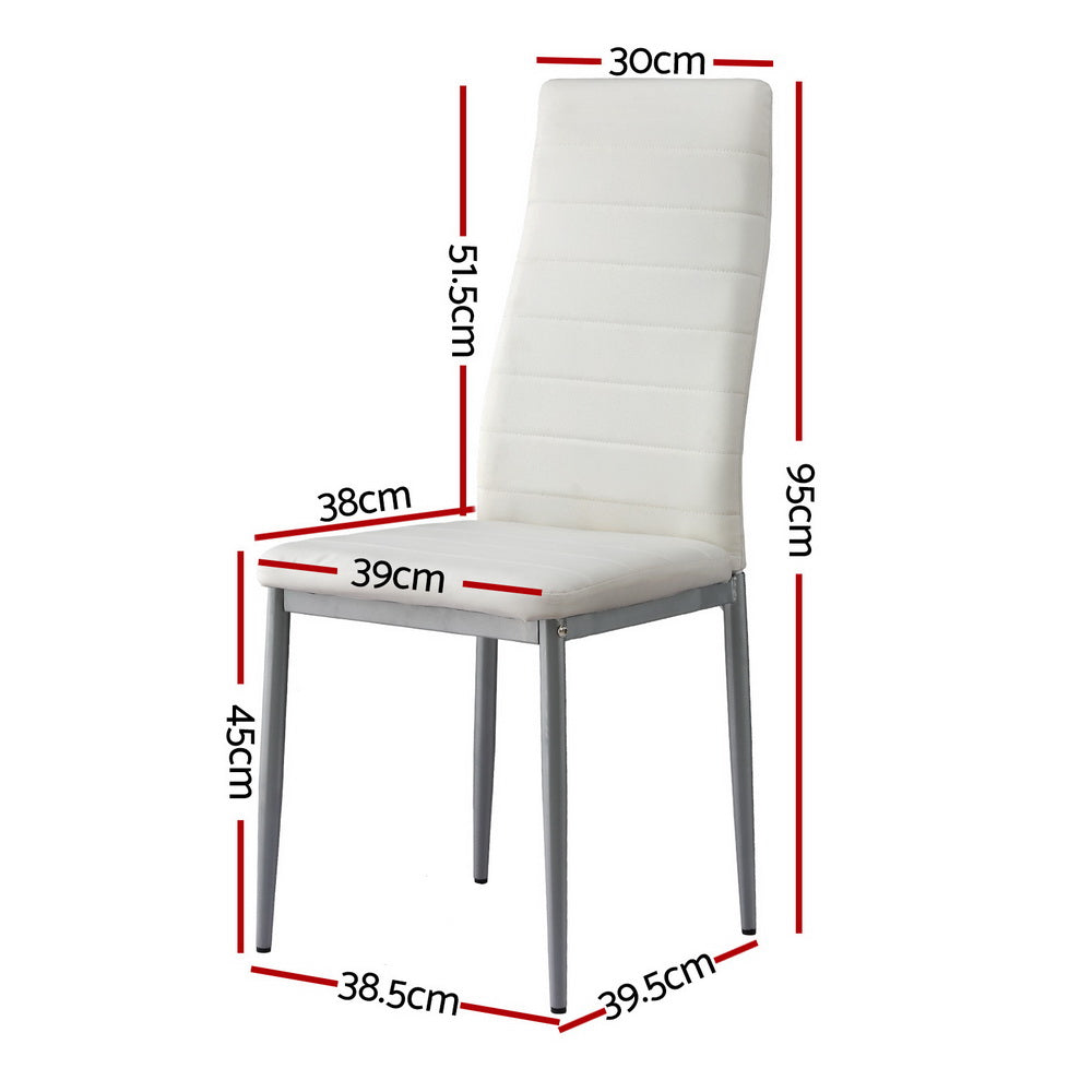 Astra Channel Tufted Dining Chairs – White – Set of 4