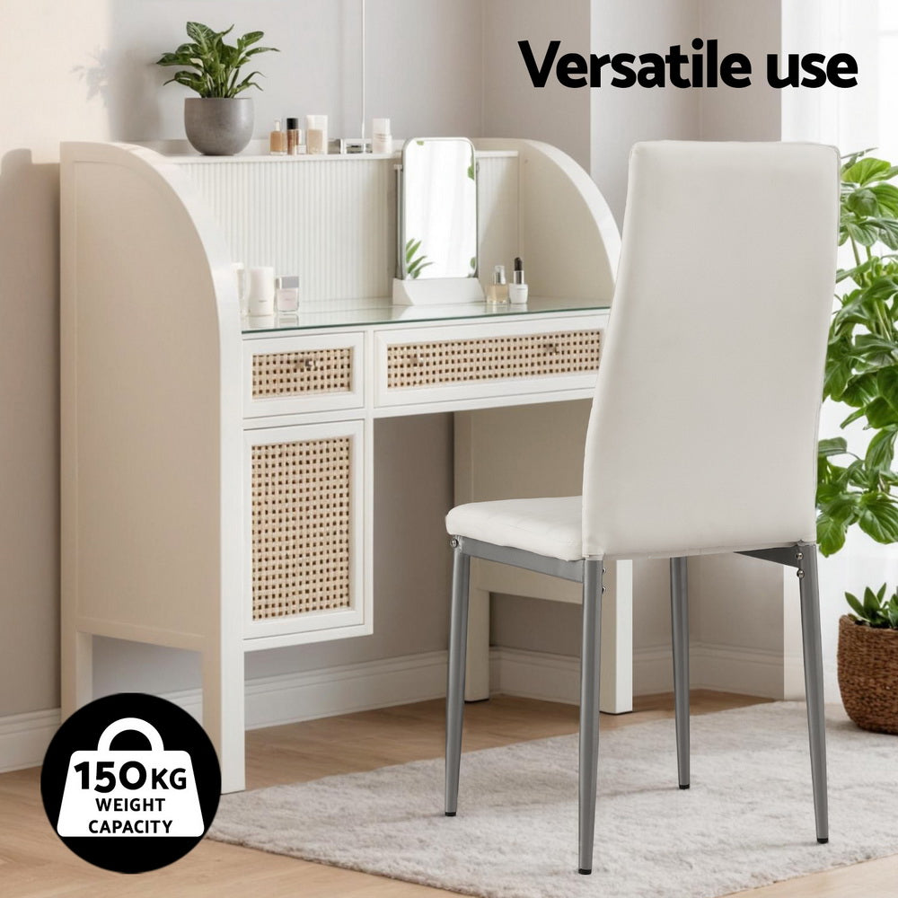 Astra Channel Tufted Dining Chairs – White – Set of 4