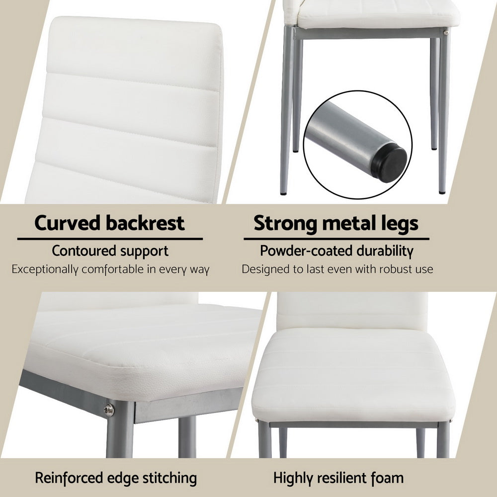 Astra Channel Tufted Dining Chairs – White – Set of 4