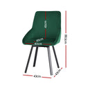 4 x Velvet Swivel Dining Chairs – Green Upholstery
