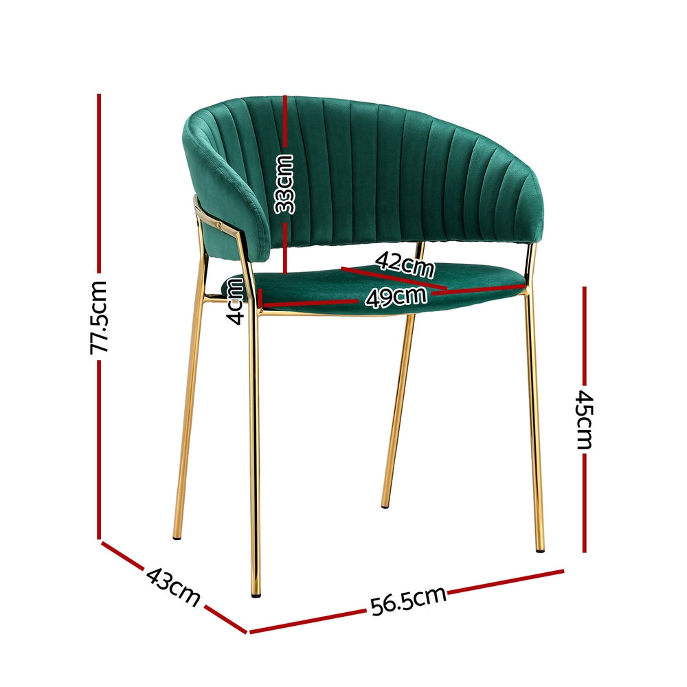 Dalia Velvet Armchairs – Green – Set of 2