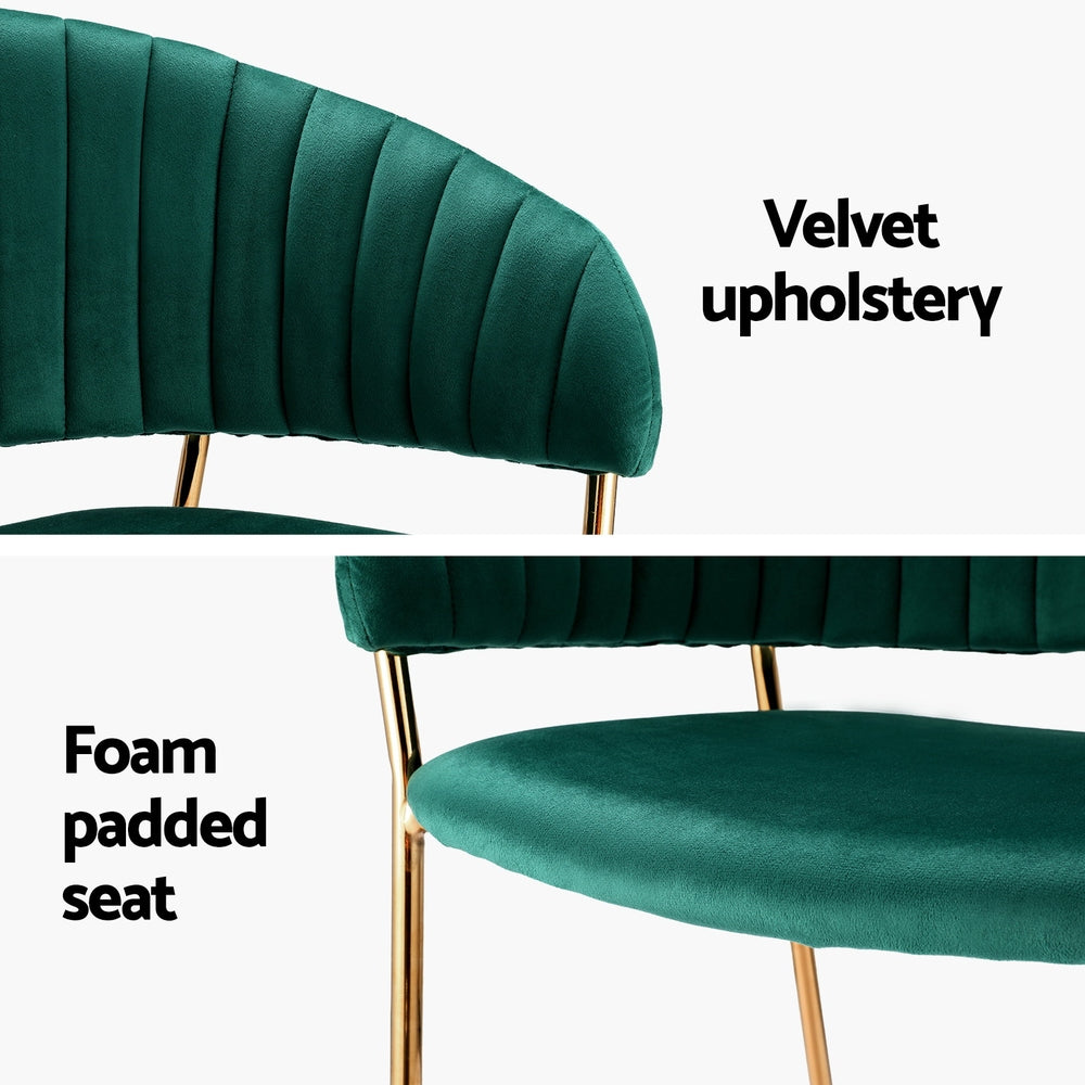 Dalia Velvet Armchairs – Green – Set of 2