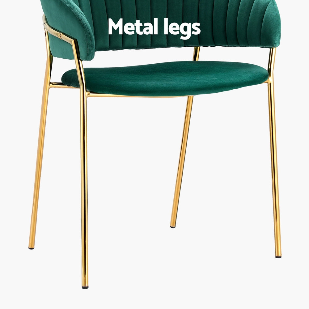 Dalia Velvet Armchairs – Green – Set of 2
