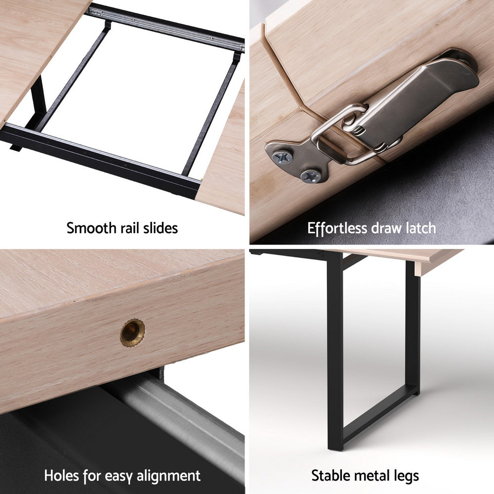 Haven Extendable Dining Table – Natural & Black – 200 cm