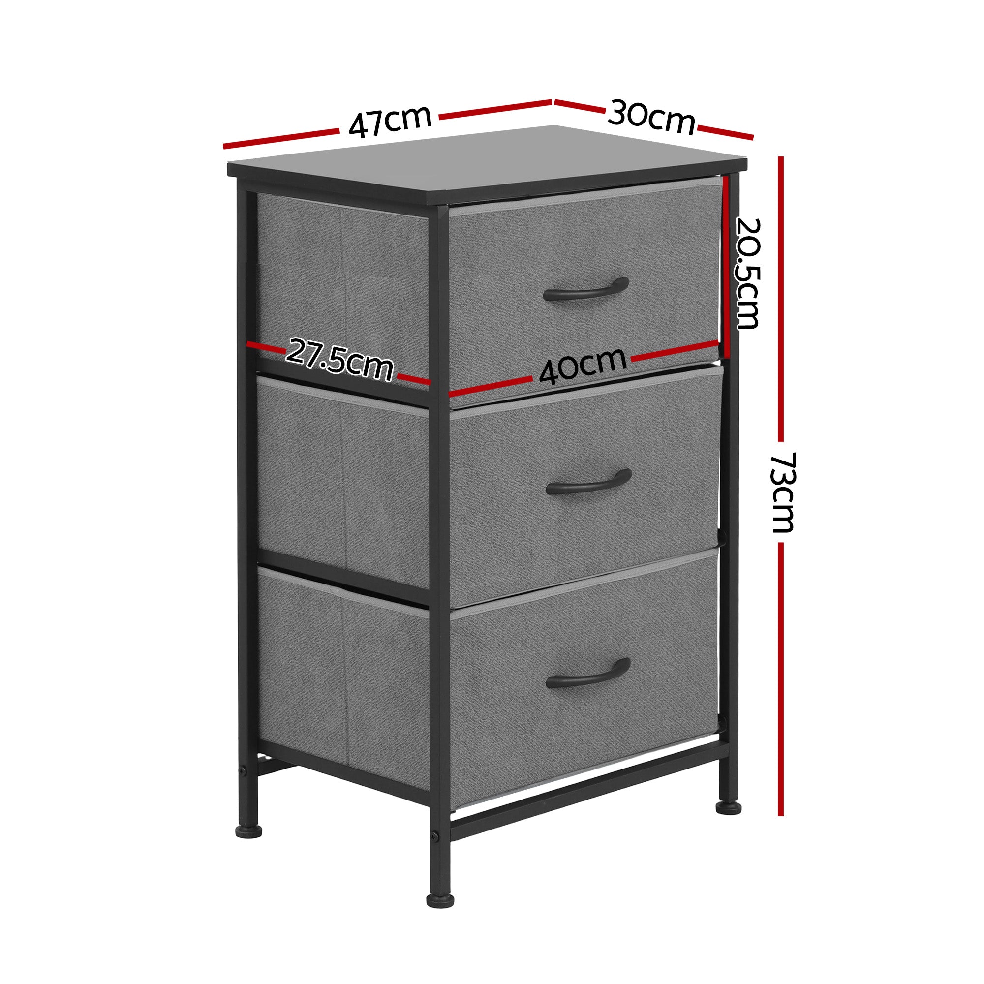 Alderon 3-Drawer Storage Chest – Grey