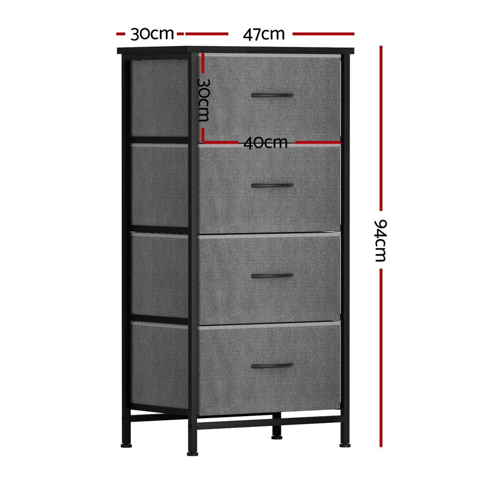 Callan 4 Drawer Tallboy – Grey – Small