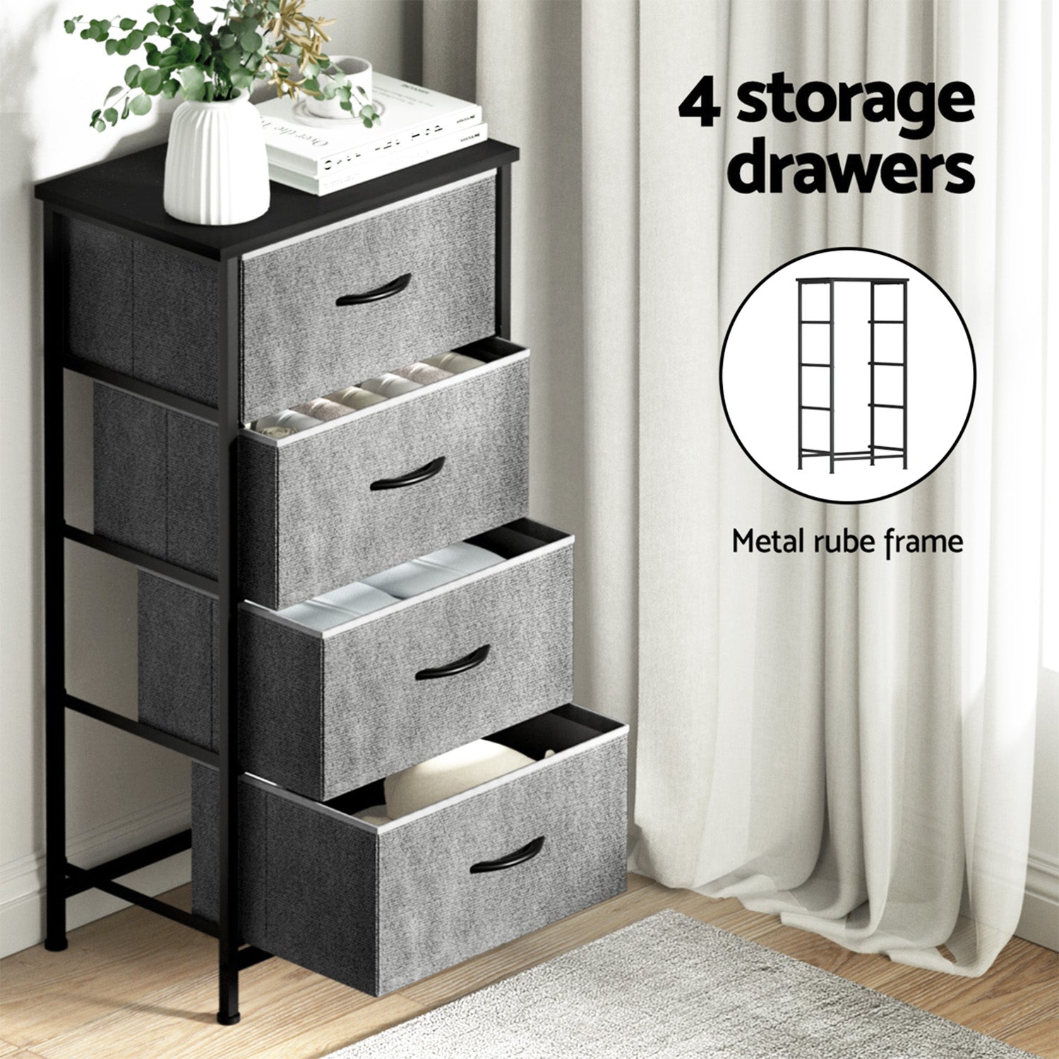 Arlo 4 Drawer Tallboy – Grey – Set of 2