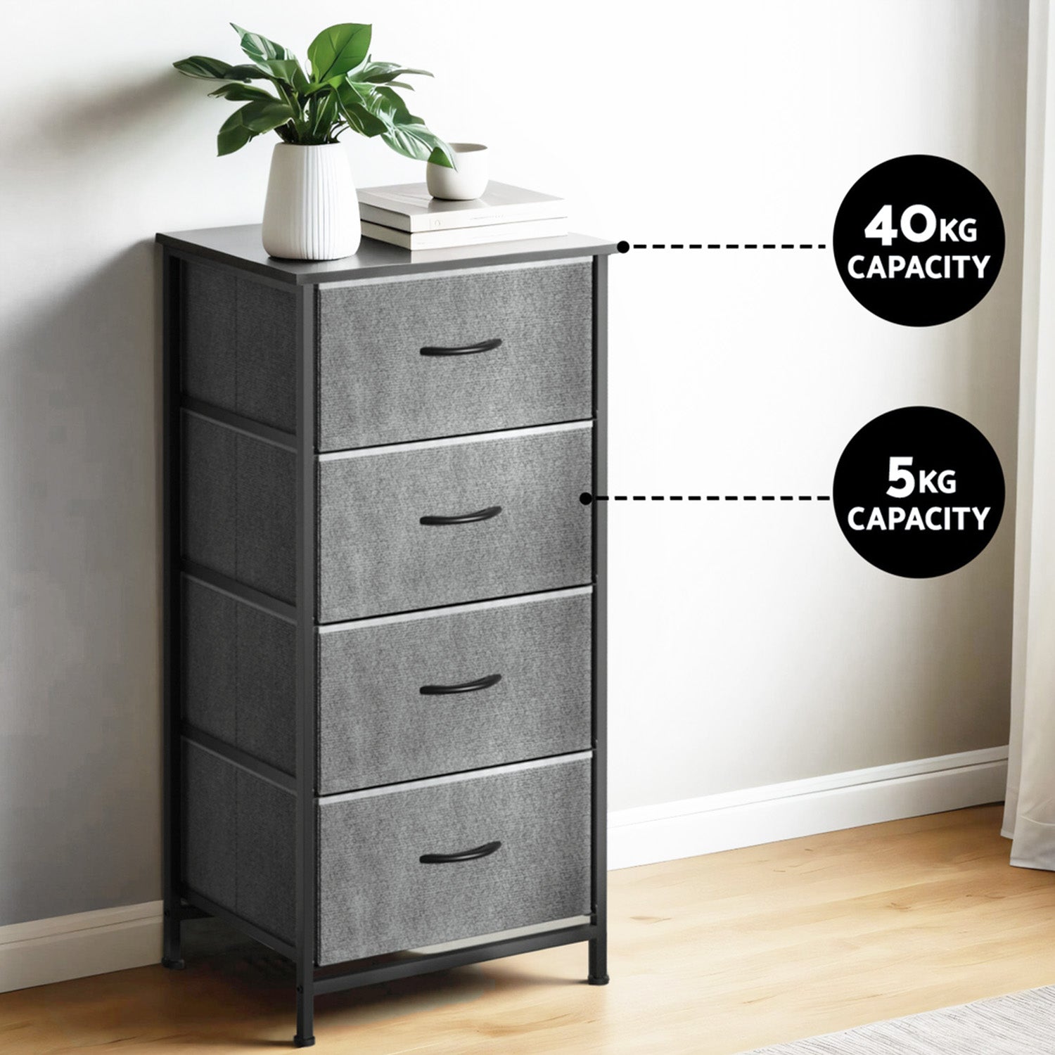 Arlo 4 Drawer Tallboy – Grey – Set of 2