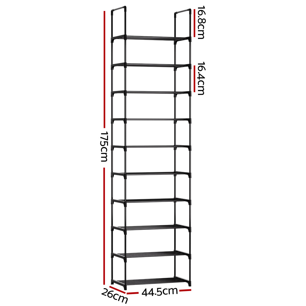 Dunn DIY Stackable Shoe Rack – Black – 10 Tier