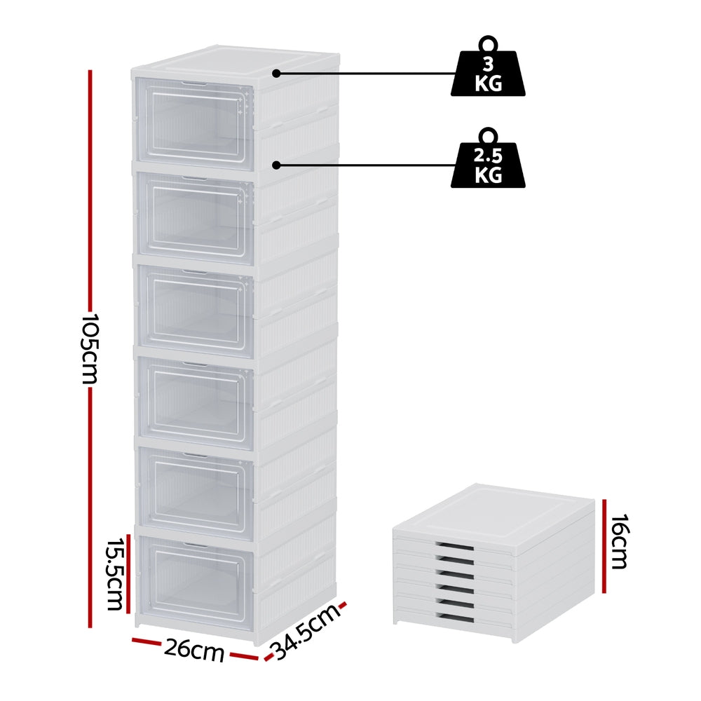 Kairo Shoe Rack – White – 6 Tier
