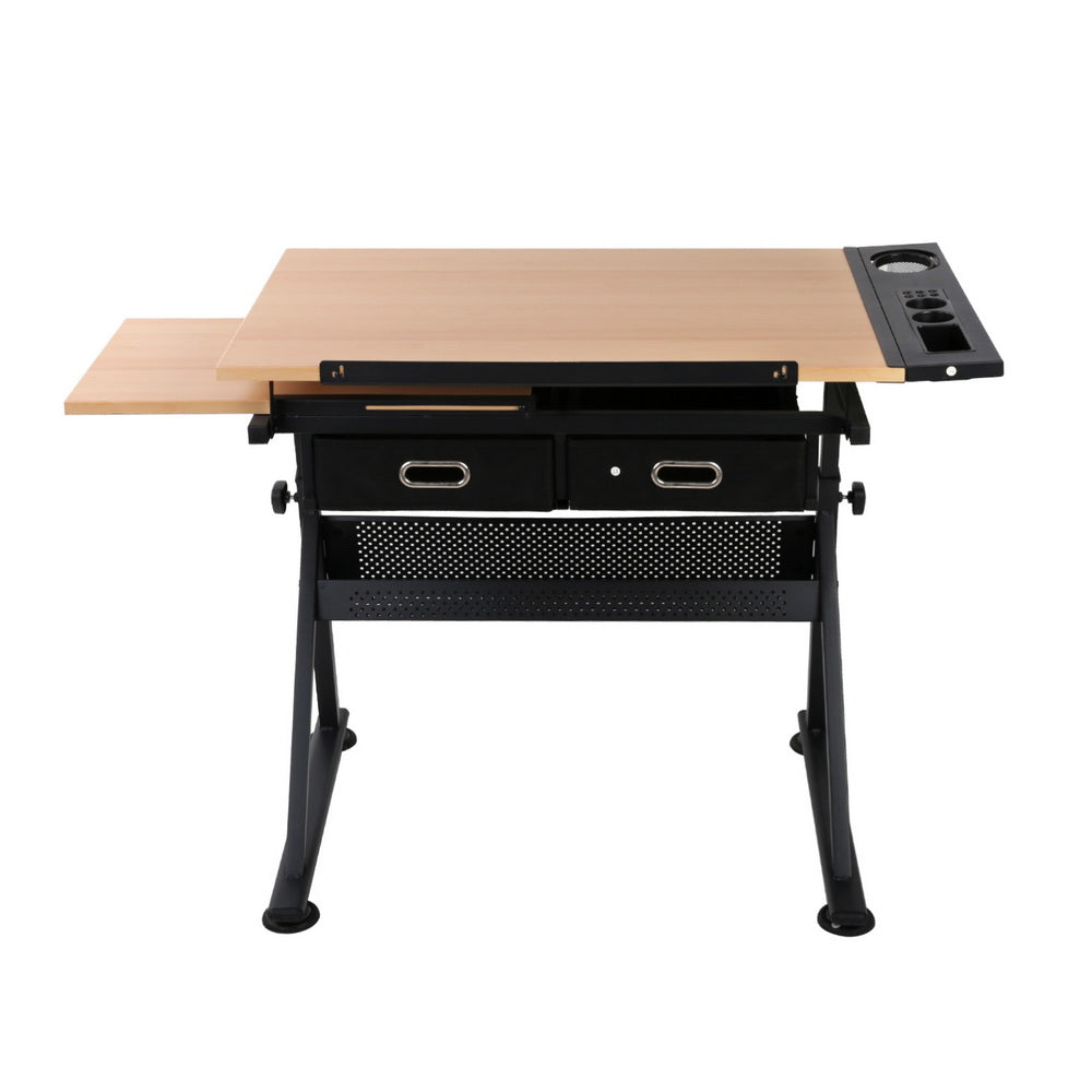 Serano Drafting Desk with Stool – Natural & Black – 120 cm
