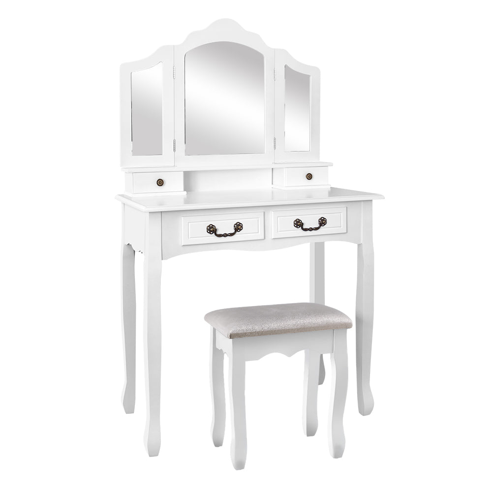 Provence Dressing Table & Stool Set – White – 138 cm