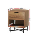 Bedside Drawers Nightstand – Rust Oak Finish