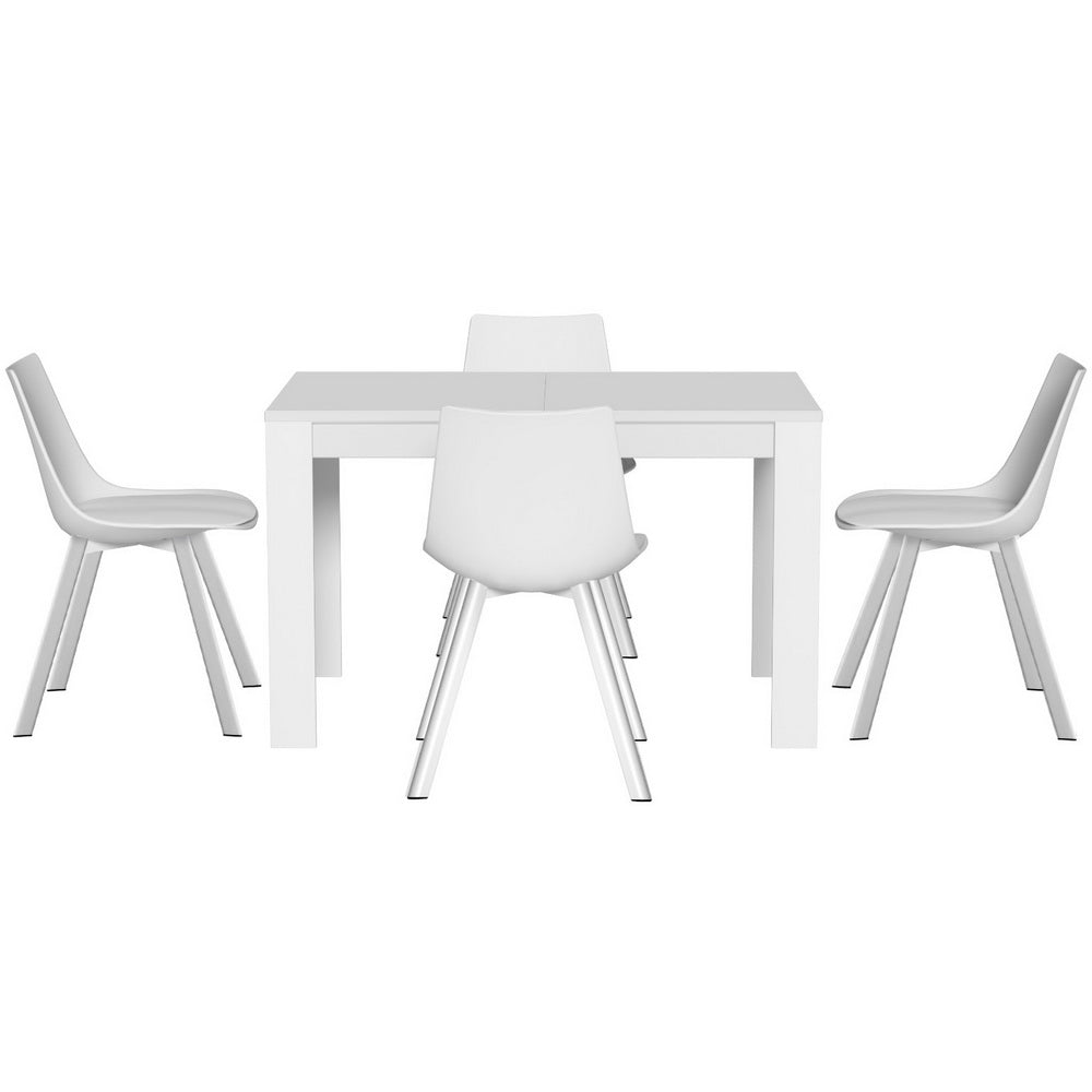 Linden Rectangle Dining Set – White – 4 Seats
