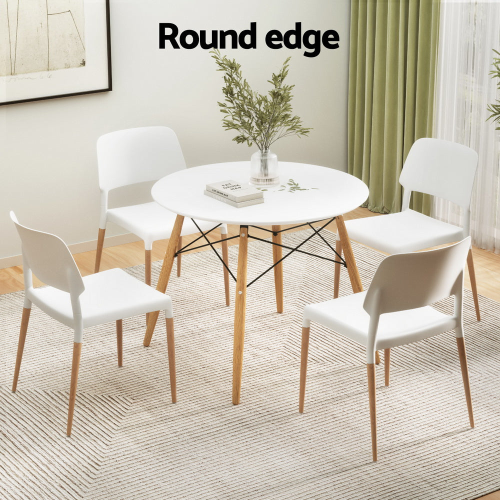 Haven Round Dining Set – White – 4 Seats