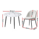 5-Piece Dining Set – Marble Table with 4 White Chairs