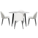 5-Piece Dining Set – Marble Table with 4 White Chairs