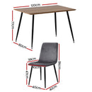 Dining Table and 4 Velvet Chairs – Grey
