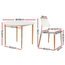 5-Piece Dining Set – White Table with Wooden Chairs