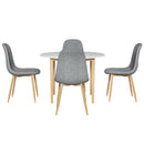 5-Piece Dining Set – White Table with Grey Chairs