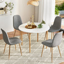 5-Piece Dining Set – White Table with Grey Chairs