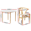 5-Piece Dining Set – Wishbone Table & Wooden Chairs